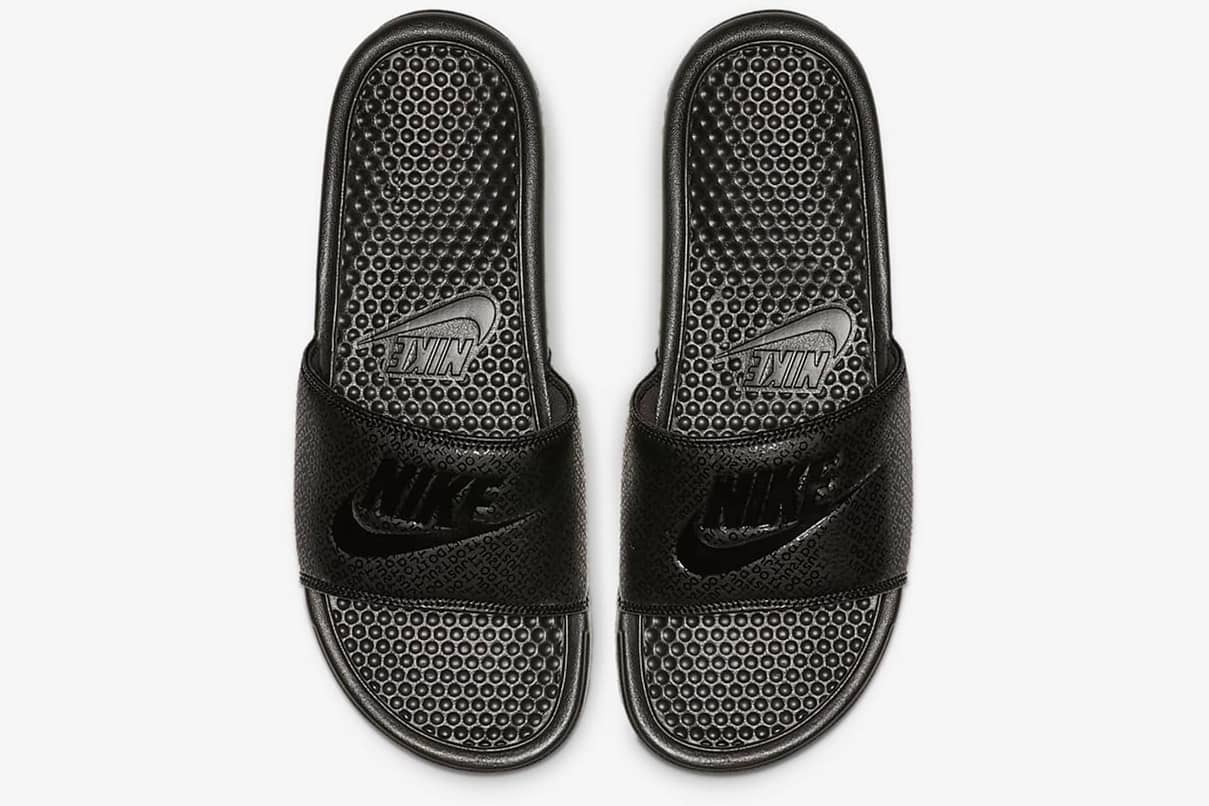 nike slippers gray